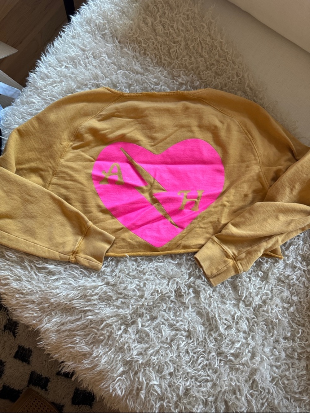 Ascot + Hart sue large dropped crewneck sweatshirt. Mustard Yellow